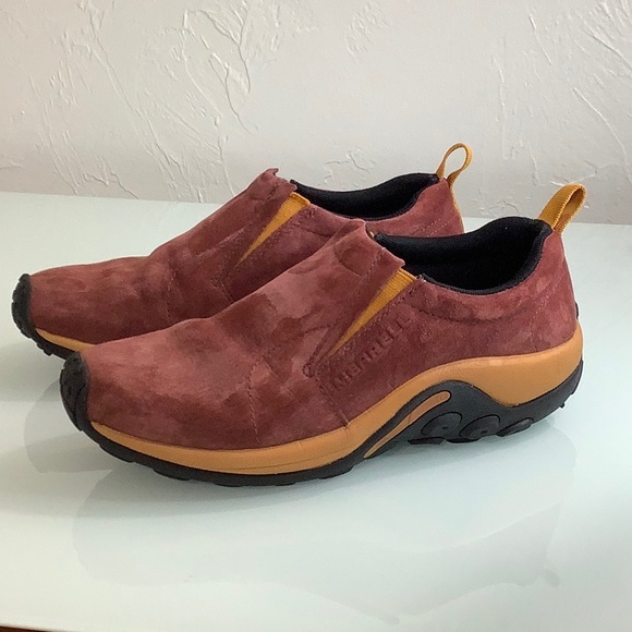 Merrell Jungle Moc rust brown leather suede slip on shoes size 7.5 men EUC - Picture 3 of 16